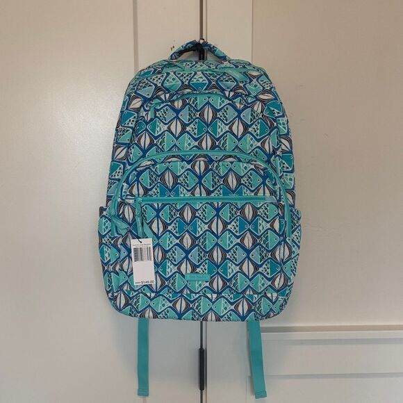 Vera Bradley Handbags - Vera Bradley Go Fish Blue Patterned Quilted Large Essential Travel Backpack NWT